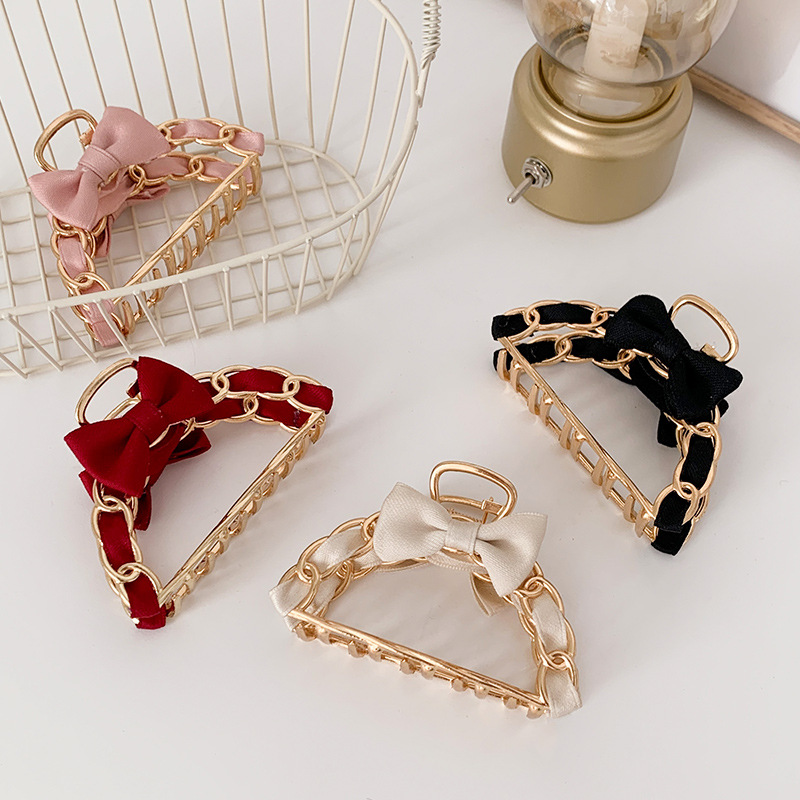 网红发夹后脑勺抓夹韩国ins夹子头饰蝴蝶结发卡马尾夹金属鲨鱼夹