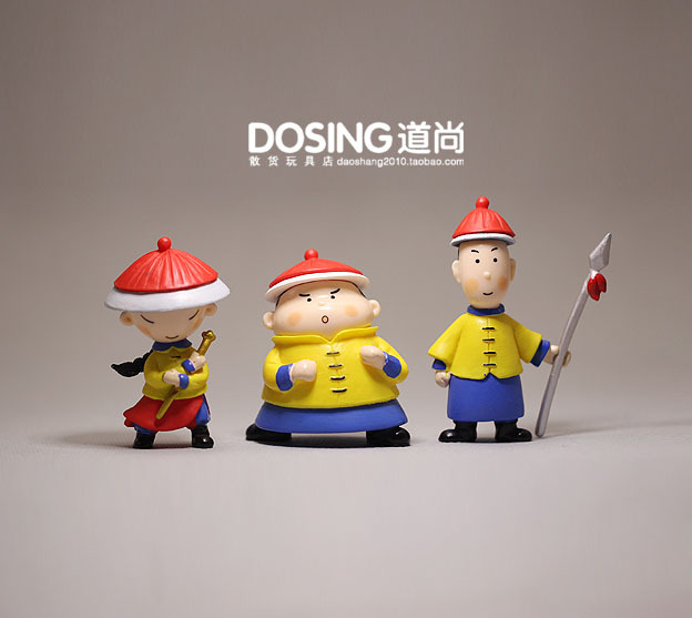 清朝宫廷大内侍卫 中国古代官兵 清兵 塑料手办玩偶模型摆件