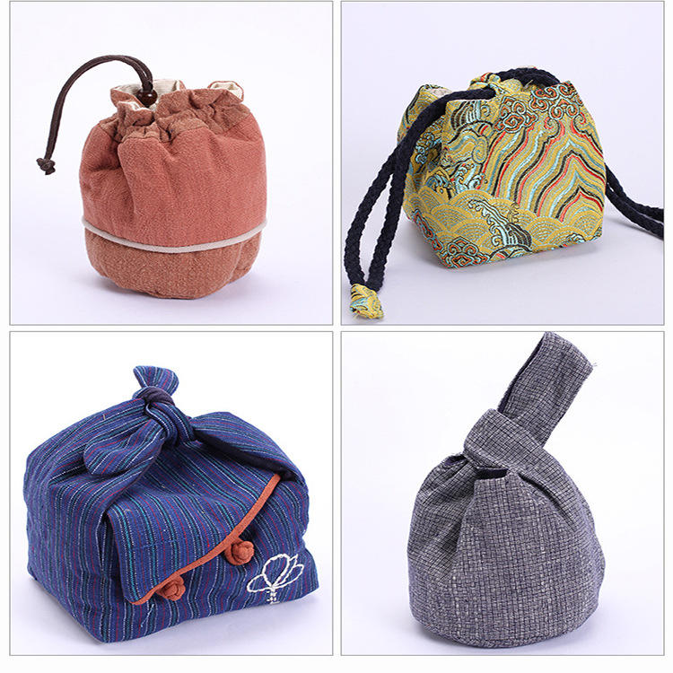 批发2021爆款复古棉麻抽绳束口袋 高端饰品包装棉麻束口袋