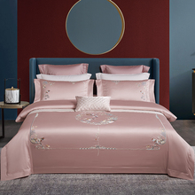 44N思辰家纺中式婚庆四件套140支纯棉床单粉色结婚床上用品