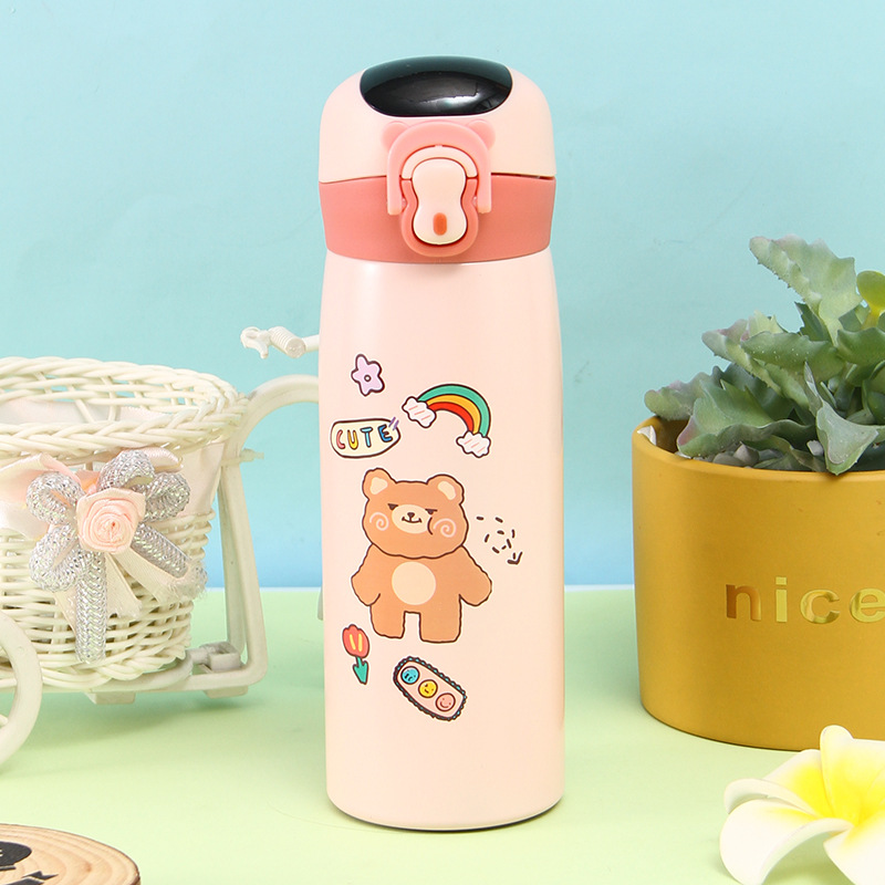 Creative 316 Stainless Steel Cartoon Pea Cup Student Portable Smart Insulation Cup Temperature Measurement Cute Vacuum Bomb