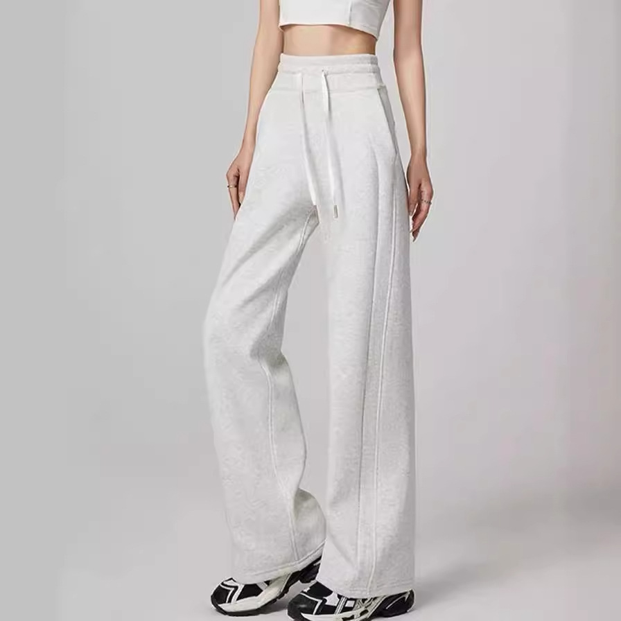 American Lulu Wide-Leg Pants Women's 2024 Spring/Summer Straight-Leg Pants High Waist Slimming Mopping Casual Sweatpants Tall Pants Women Clothes