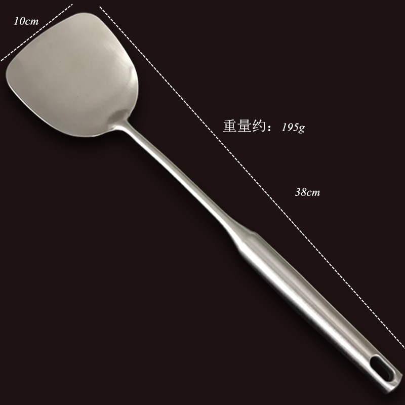 Factory Direct Sales 304 Spatula Thick Stainless Steel Spatula Integrated Anti-Scald Soup Spoon Kitchen Household Non-Stick Pan