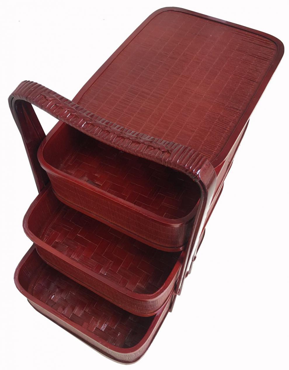 竹编送餐篮 酒店外卖送餐食盒 拜神手提竹篮 礼品盒野餐篮祭祖祀