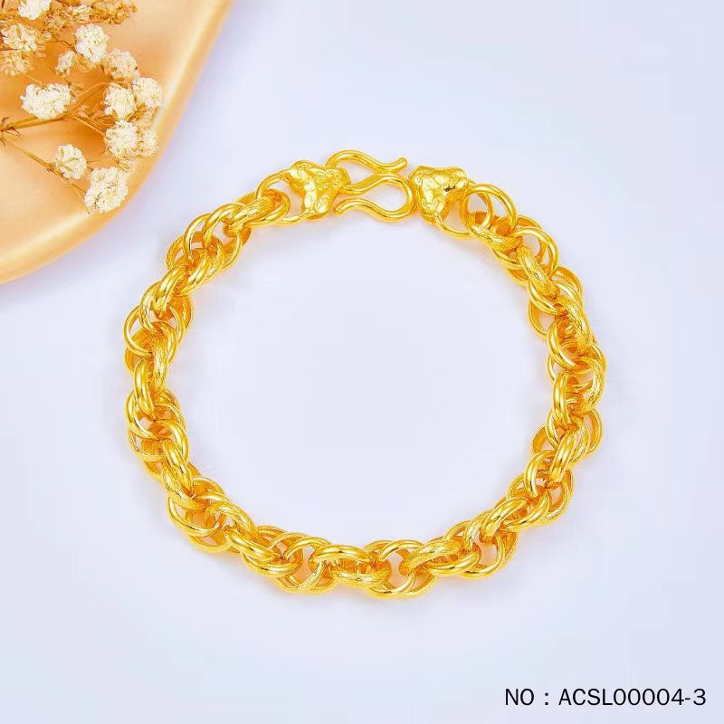 假一赔十足金9999黄金手链无龙头泰国圆手链水贝黄金批发工厂直发