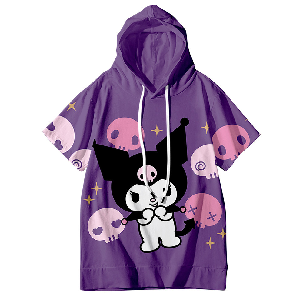 库洛米kuromi动漫连帽短袖t恤二次元周边甜美日系风可爱学生衣服