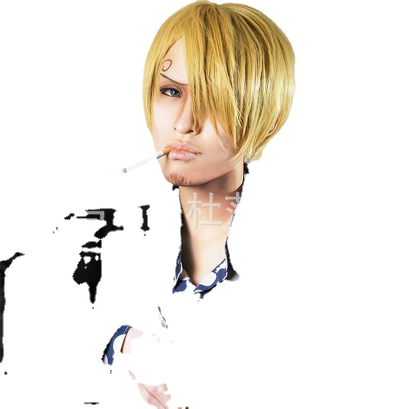 cosplay香吉士假发 海贼王山治cos动漫金色短发整顶头套一件代发