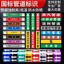 工业管道气体流向反光标识贴管道色环介质流向箭头标签管道标识跨