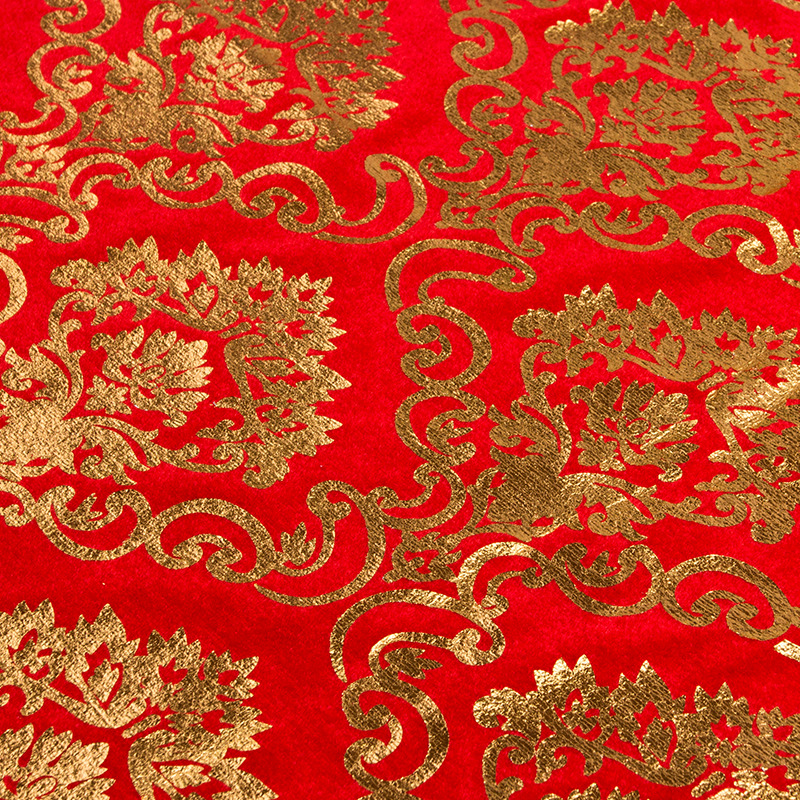 Chinese Red Bronzing Wedding Background Cloth Bag Pillar Chinese Red Bronzing Fabric Gift Box Packaging Fabric Flocking