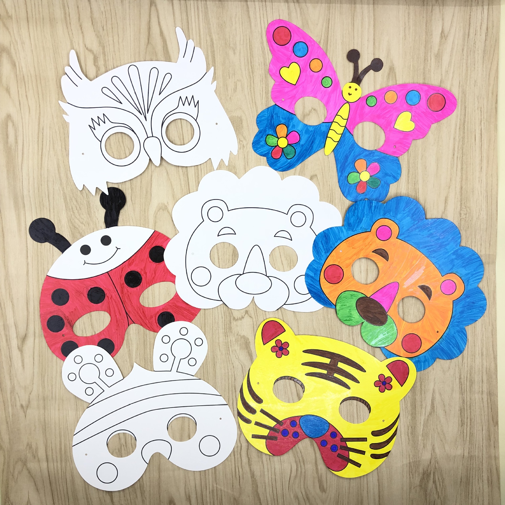 涂鸦空白面具幼儿园画画手工diy美术材料动物卡通儿童涂色绘画