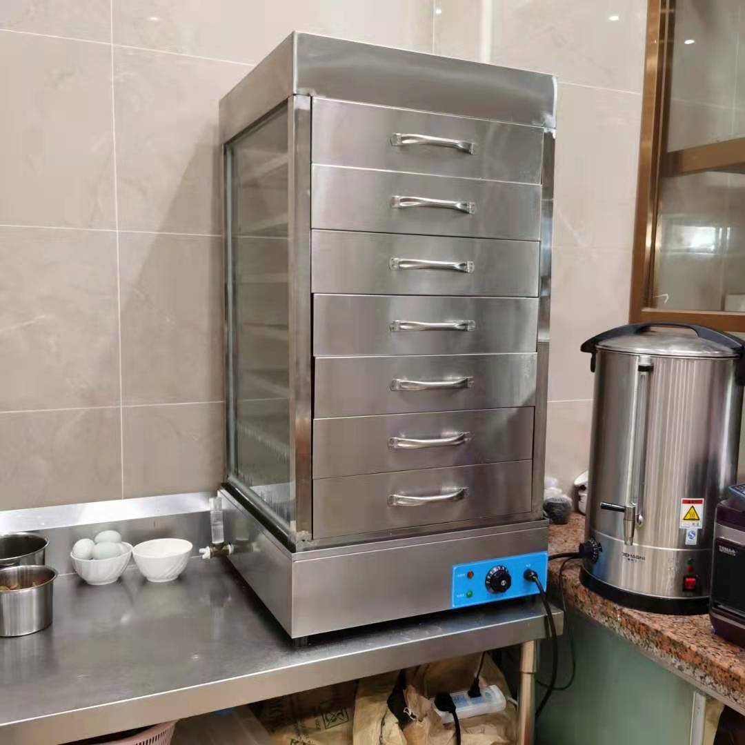 商用小型台式蒸包子机 早餐蒸馒头蒸包子蒸箱 透明玻璃保温展示柜