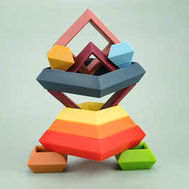 儿童硅胶智慧金字塔智力魔塔菱形积木百变创意拼搭鲁班塔益智玩具