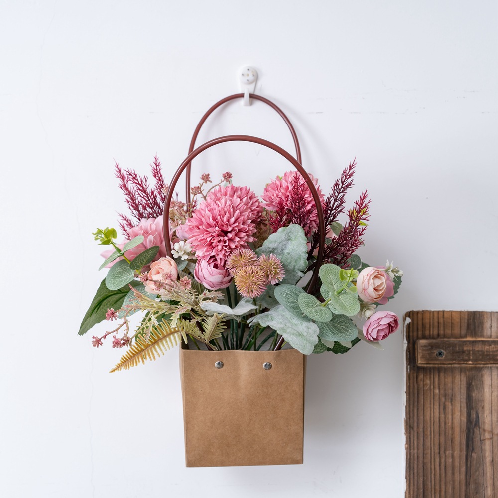 熙晴蒲公英花篮仿真花家居设计婚庆手捧花束墙饰墙挂跨境cf01405