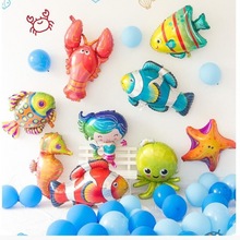 动物气球迷你海洋主题生日派对铝膜海底世界美人鱼海豚独立站