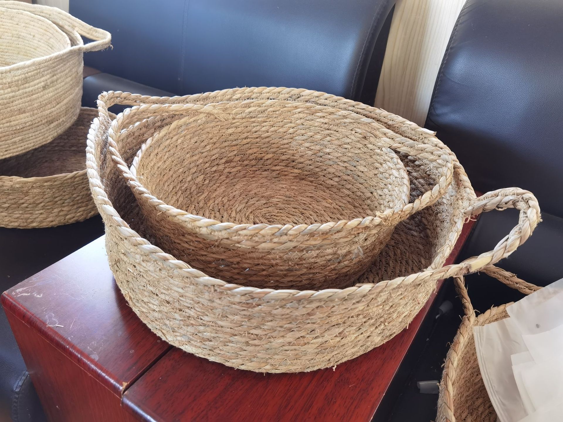 编织篮子窝四季适用猫咪玉米皮编藤窝保暖小狗狗垫子猫床宠物窝