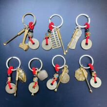 五帝钱钥匙扣 仿铜挂件 江湖地摊钥匙圈 车锁匙挂件2元产品货源