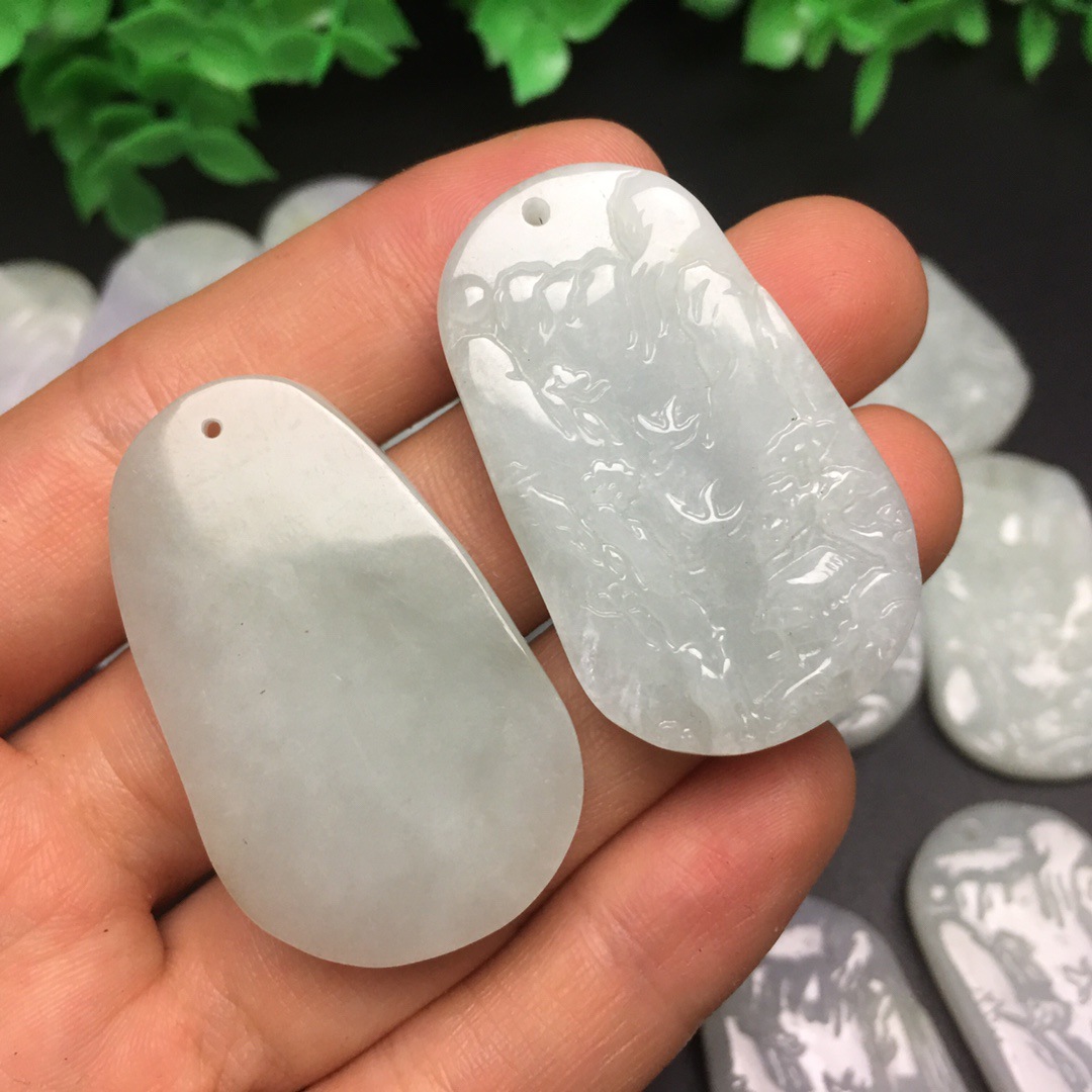 缅甸a货翡翠糯冰种山水牌吊坠项链挂件玉石珠宝直播一件代发-阿里巴巴