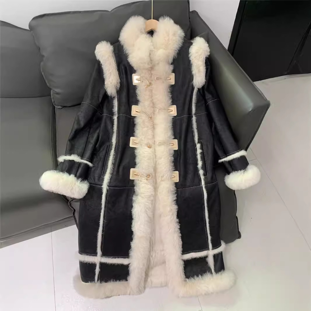 海宁皮草羊毛兔毛皮毛一体网红同款保暖显瘦一件过冬大衣大码女装