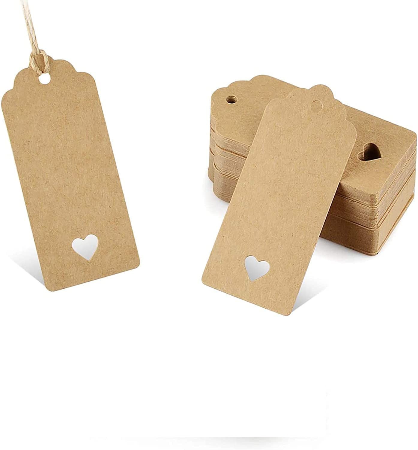 100张牛皮纸标签卡 100根麻绳情人父母朋友礼物答谢卡吊牌