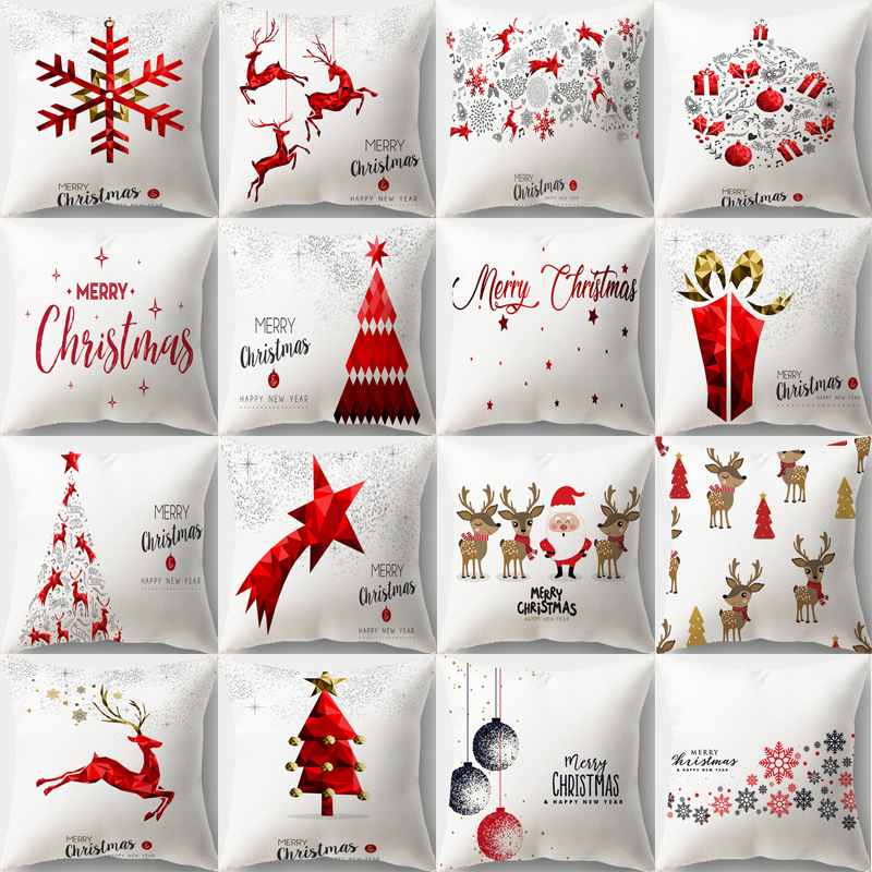 Cross-Border Nordic Hot Sale Christmas Home Bedroom Sofa Car Cushion Flannel Printed Pillowcase 