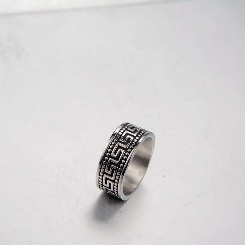 创意个性hiphop嘻哈夜店个性潮人街舞钛钢长城纹图腾戒指-阿里巴巴