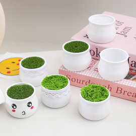 塑料小花盆毛线钩织加厚扭扭棒盆栽迷你手工小花瓶车载摆件工厂批