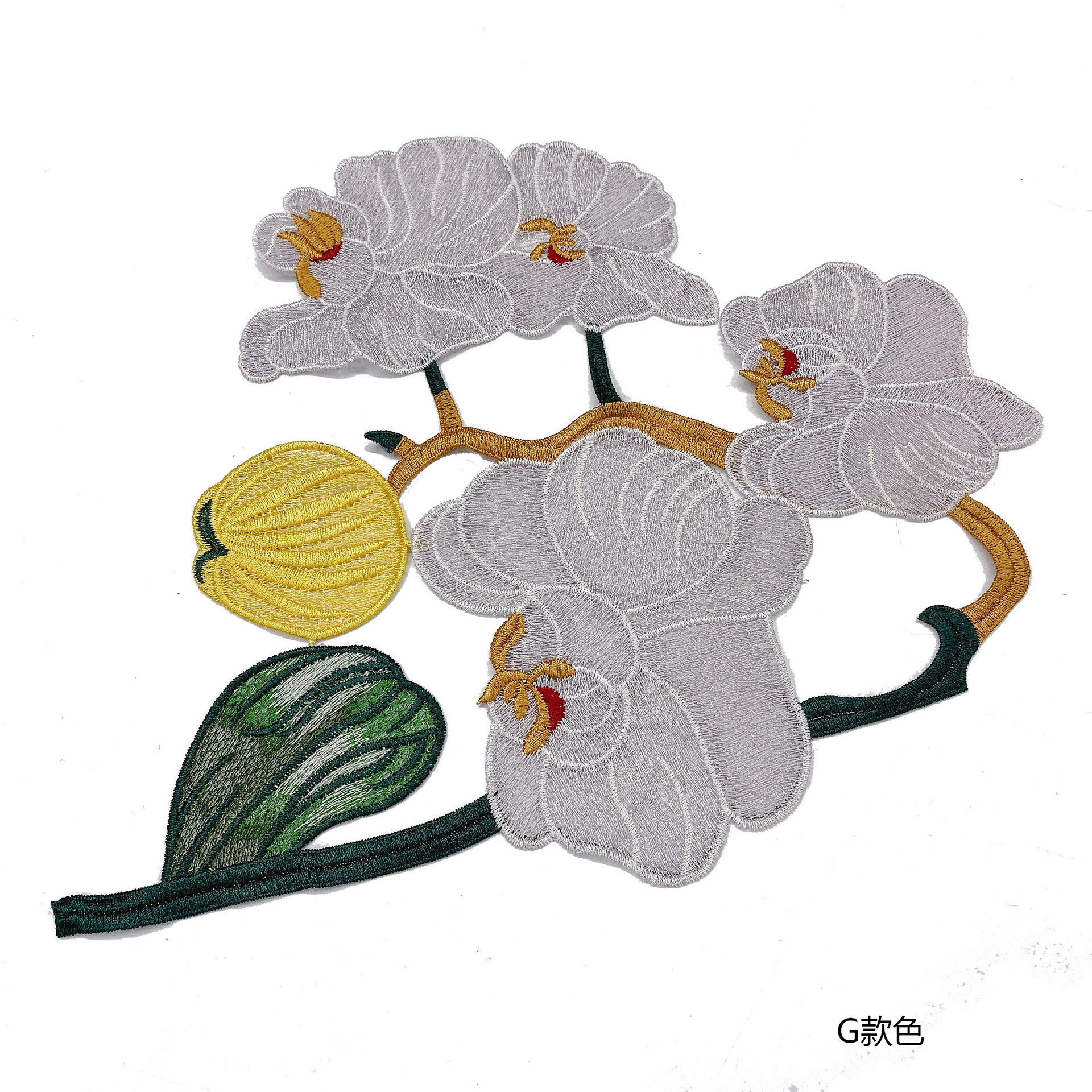 蝴蝶兰刺绣花朵花图案旗袍贴布绣大贴花衣服补丁贴装饰辅料贴布