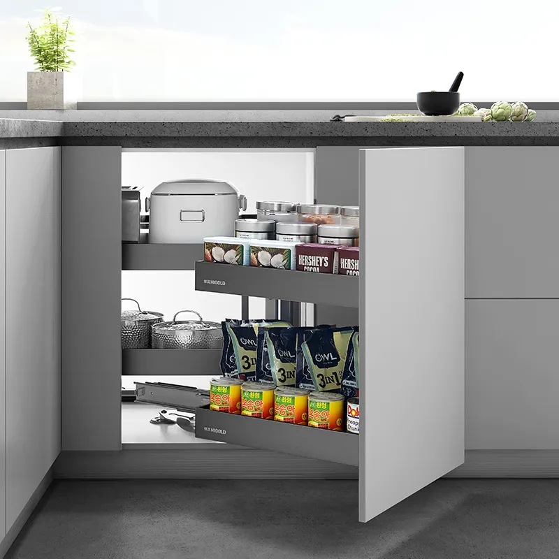 悍高希勒系列转角拉篮厨房橱柜拉篮半开小怪物铝合金厨房收纳篮