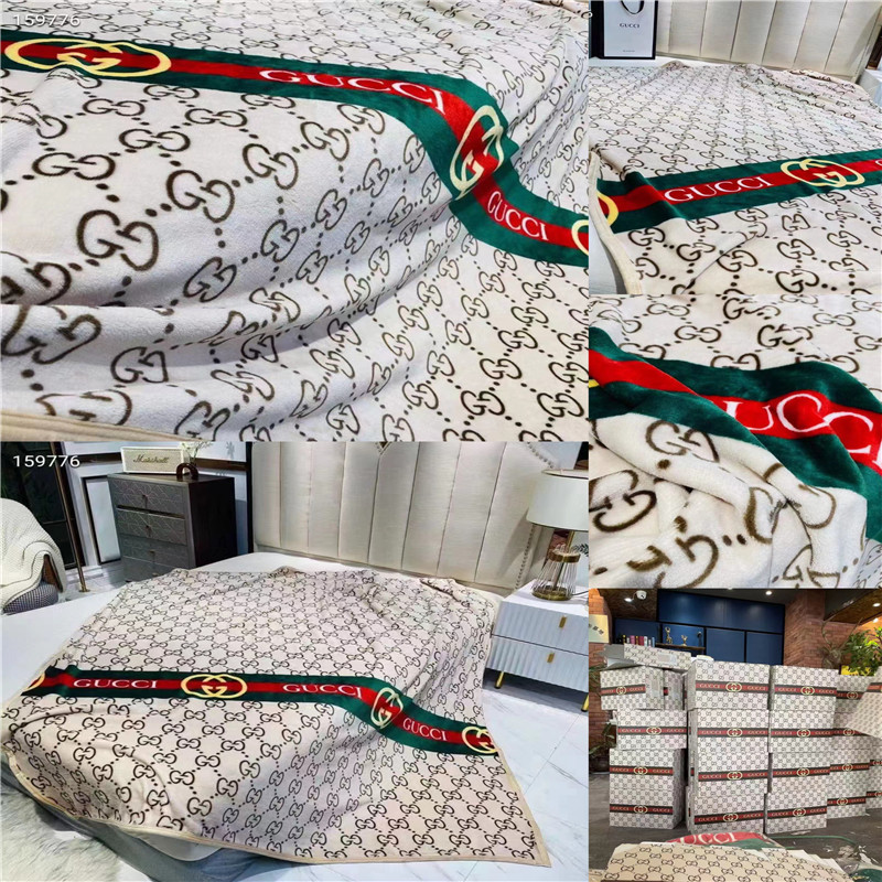 爆款d奥毛毯潮牌guc毛毯法莱绒双层午睡午休毯礼品毯礼盒装毯子