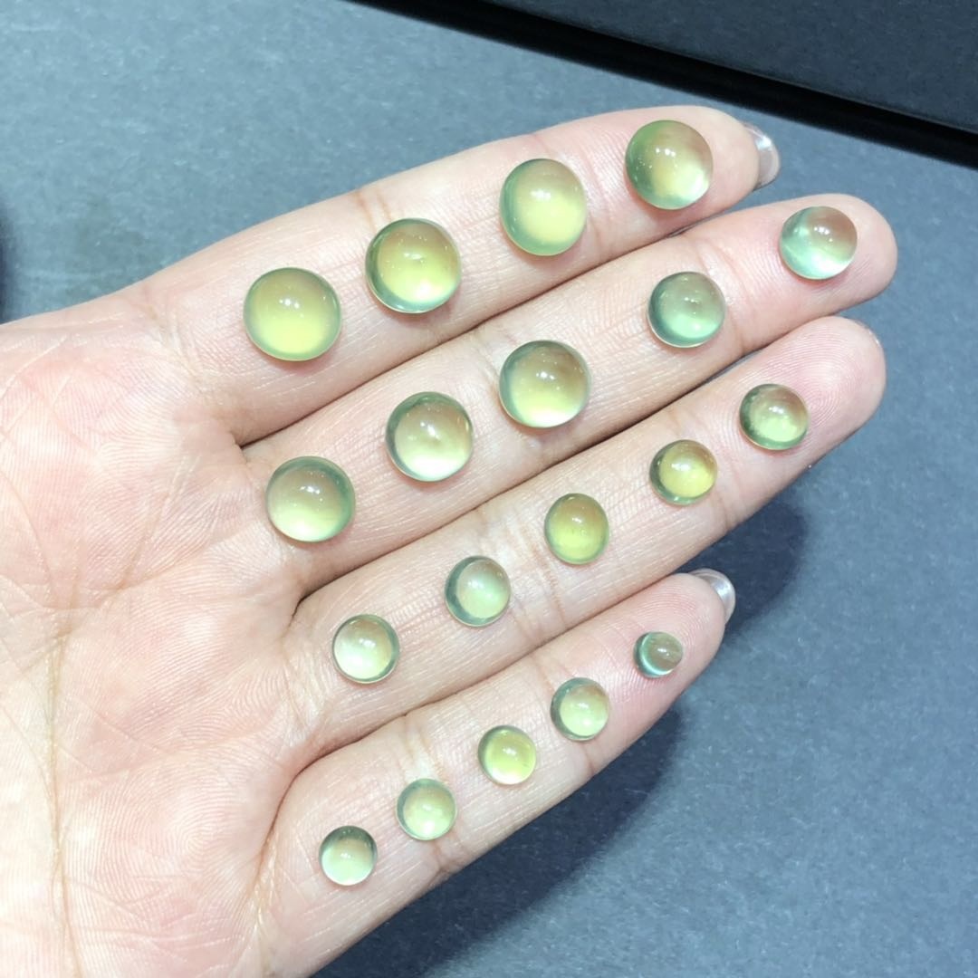 葡萄石裸石 天然葡萄石裸石 支持检测圆5*5-9*9k金首饰套装tb525