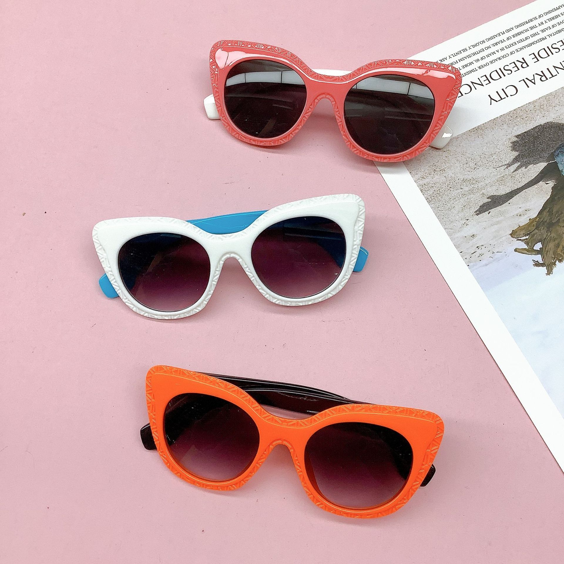 New Kids Sunglasses Fashion Travel UV-Proof Sunglasses Baby Boys Girls Concave Shape Wear Match Glasses