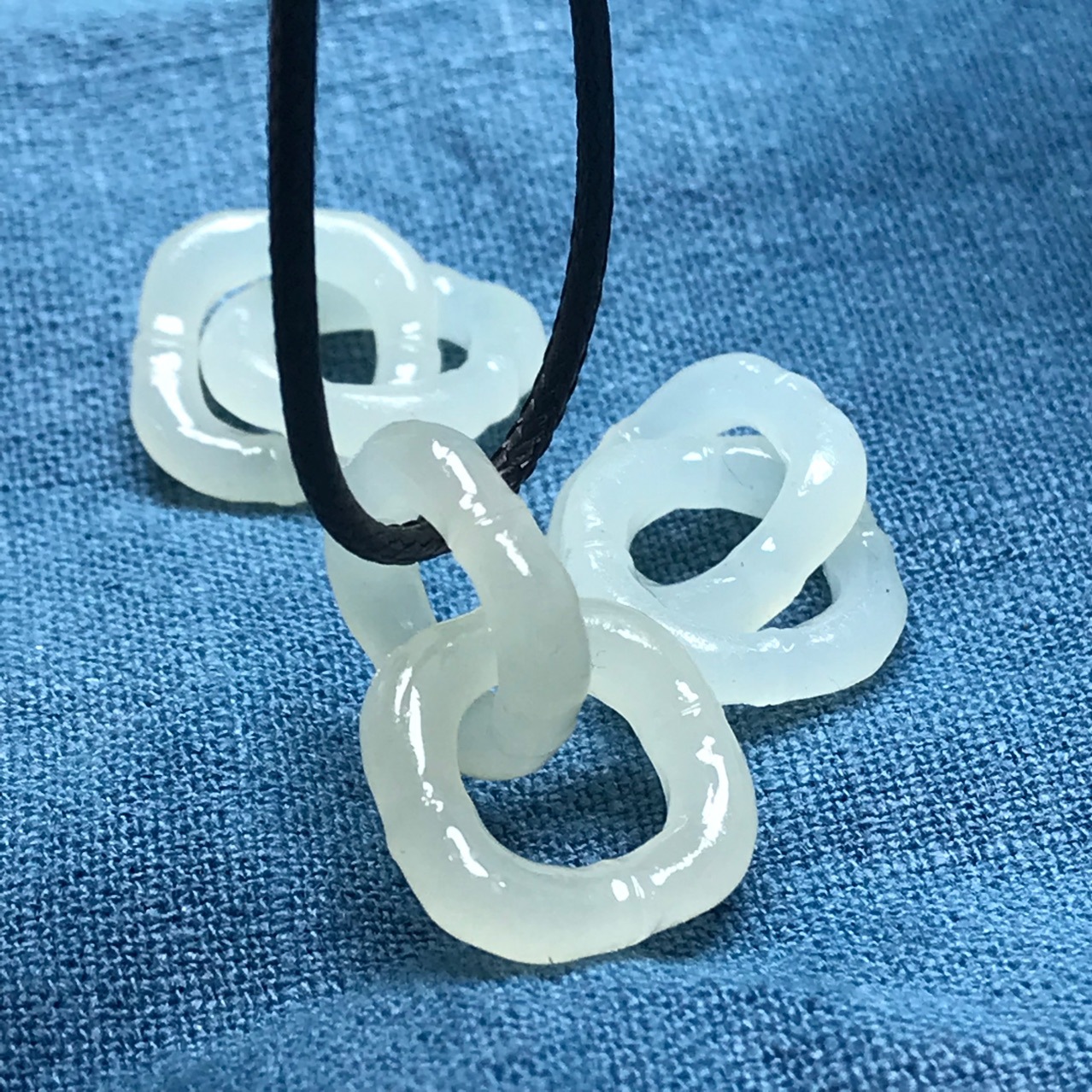 和田玉环环相扣双环 项链手链吊坠配饰