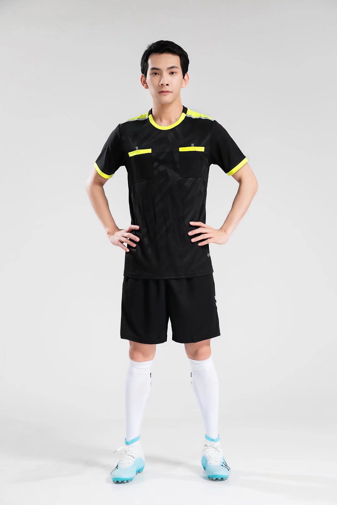 光板裁判服套装男女短袖足球裁判装备比赛训练纯色裁判服透气吸汗