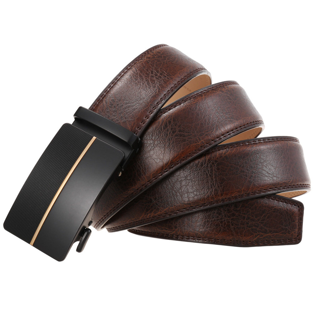 新款式男士商务腰带 自动扣二层牛皮皮带ly36-22036-2