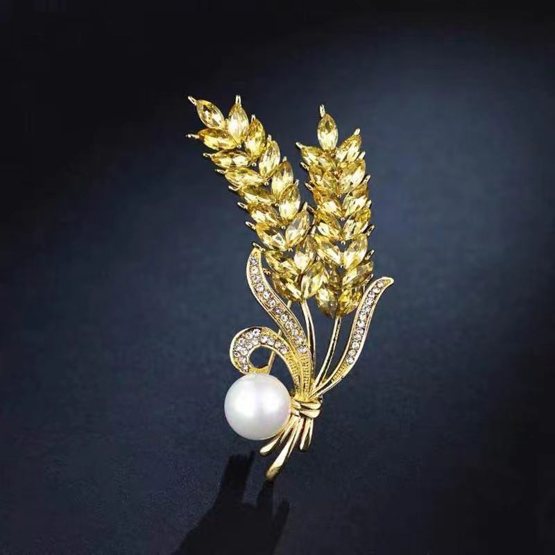 Ears of Wheat Brooch Advanced Sense Temperament Entry Lux Classic Style Corsage Anti-Exposure Clothing Accessories Direct Factory Wholesale