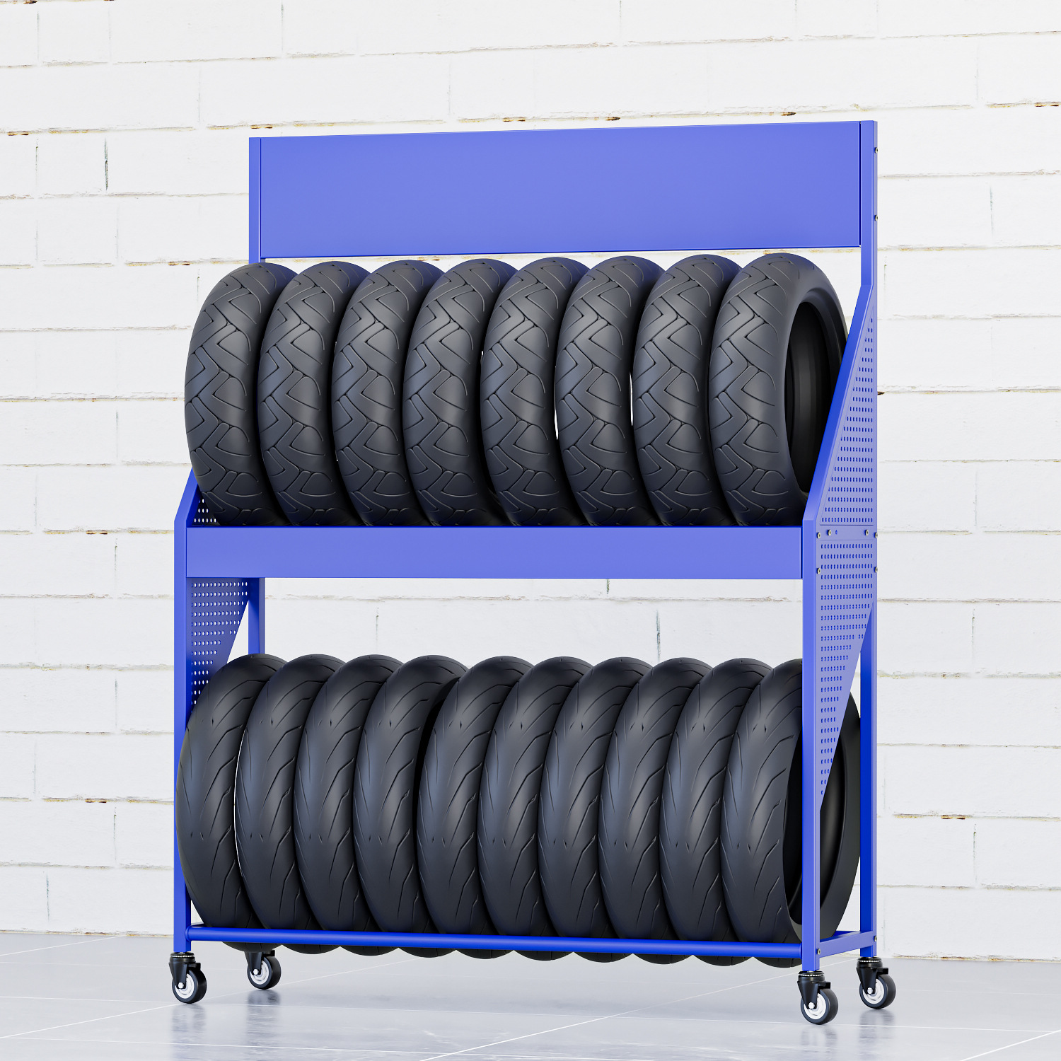 摩托车轮胎架陈列架货架展示架山轮车机车轮胎修理架带轮移动货架