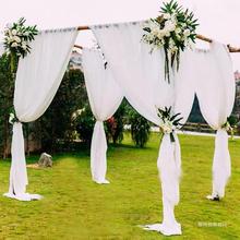 白色网纱缦婚庆拱门婚礼求婚国风背景中式吊顶白纱幔拍照户外直营