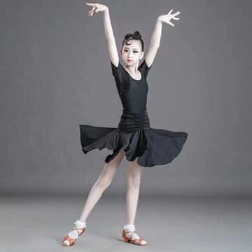 拉丁舞蹈服夏季新款儿童拉丁舞练功服女童舞蹈衣服装艺比赛演出热