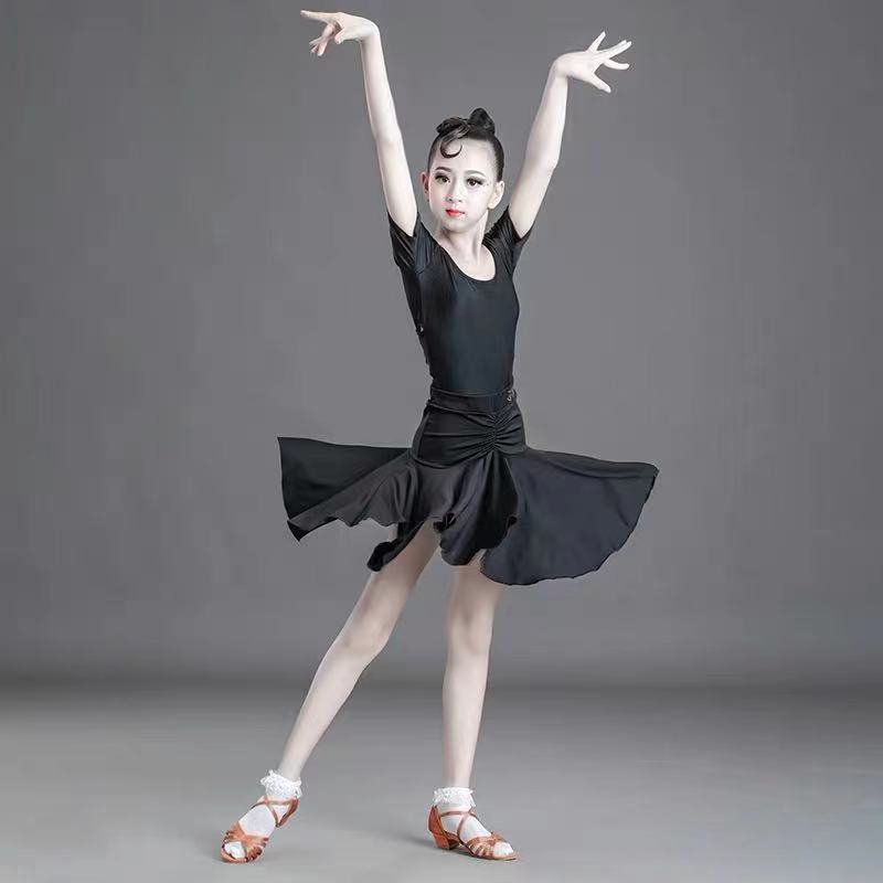 拉丁舞蹈服夏季新款儿童拉丁舞练功服女童舞蹈衣服装艺比赛演出热