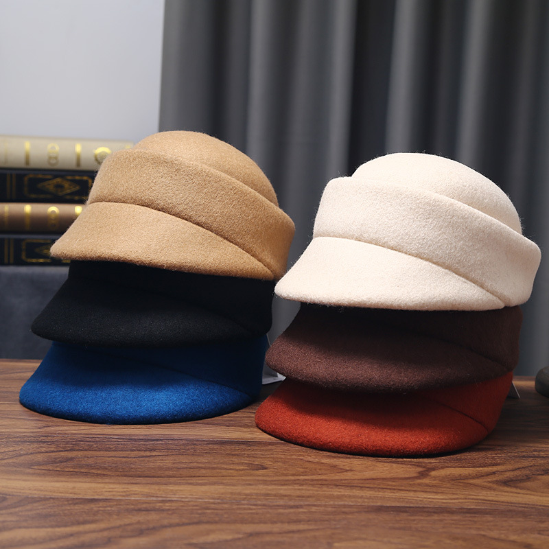 帽子女秋冬新款韩版纯羊毛毡帽优雅时尚贝雷帽英伦定型帽百搭礼帽