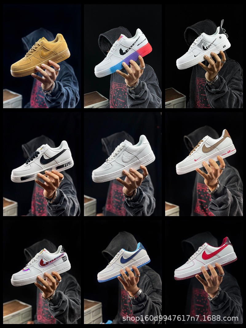 耐尅官aj低帮男鞋空军一号女鞋四勾电玩马卡龙权志龙缝线纯原过毒