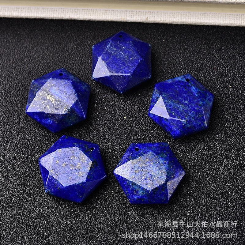 厂家批发天然青金石六芒星吊坠项链毛衣链挂件礼物项坠首饰饰品