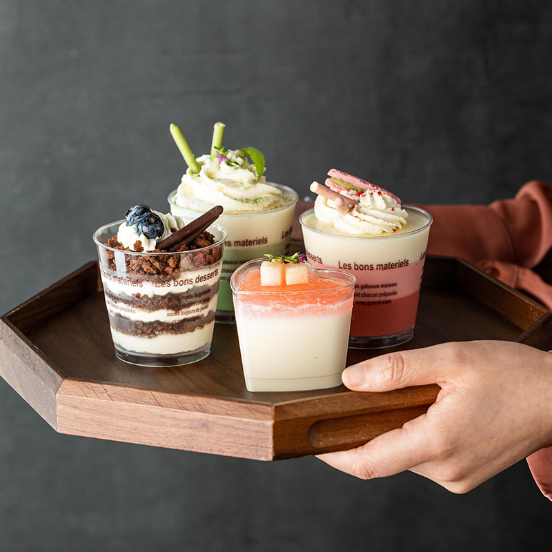 塑料透明慕斯杯 创意木糠杯 一次性冰淇淋杯子50只入带盖带勺