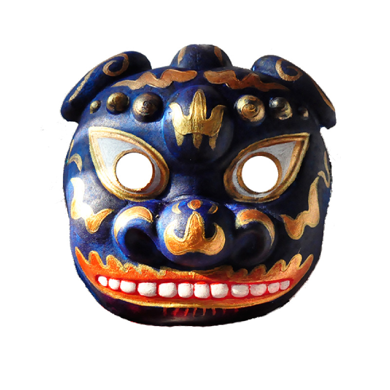 禄星照临福气满满新年汉服搭配神器小狮子面具舞狮瑞兽傩面纯手工