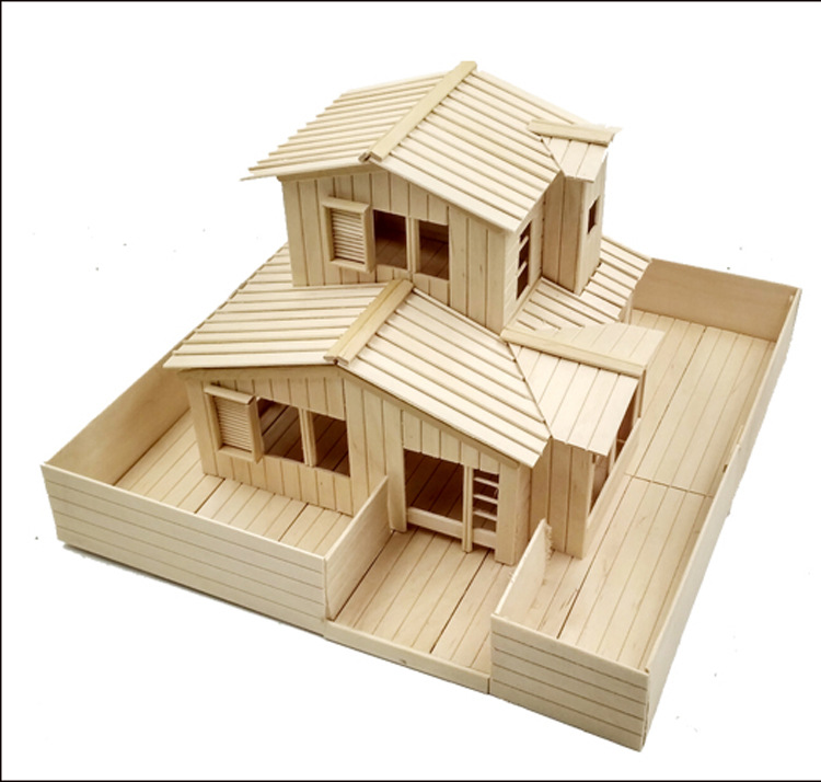雪糕棒棍木条diy手工制作房子建筑模型材料冰棒棍棒别墅拼装玩具
