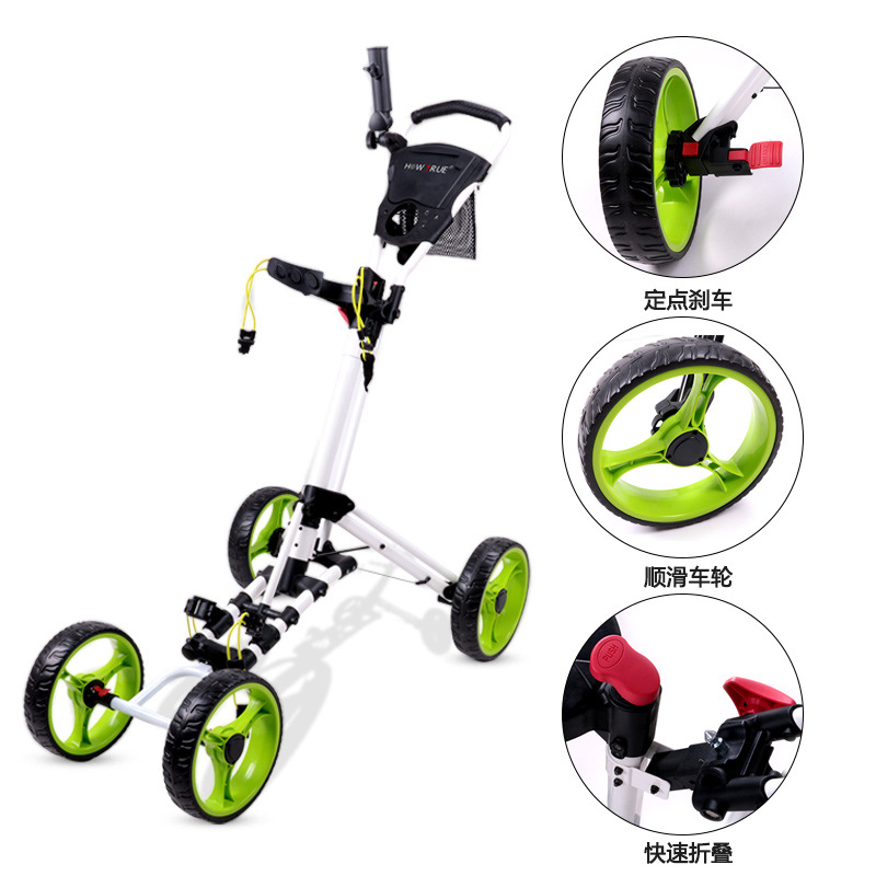 Popular New Multi-Functional Golf Charter Trolley Foldable Four-Wheel Golf Push Cart Court Supplies