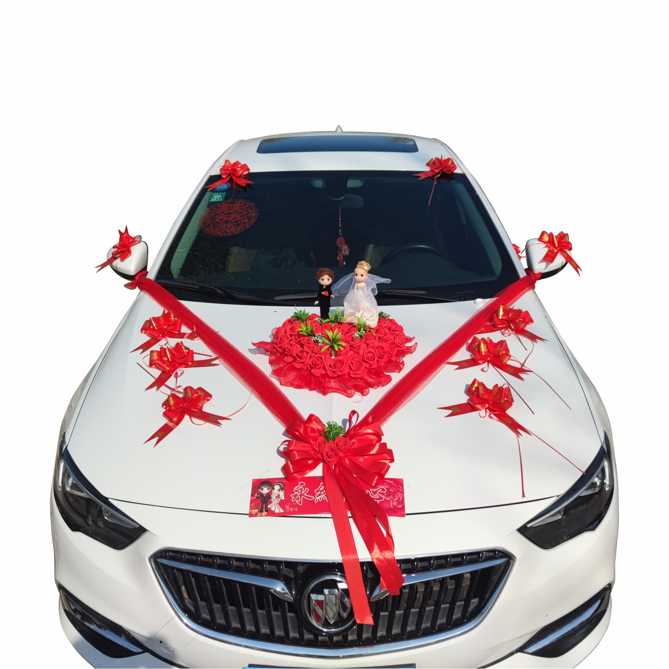 婚车装饰车头结婚花车副车套装拉花装饰彩带布置婚庆用品车队装饰
