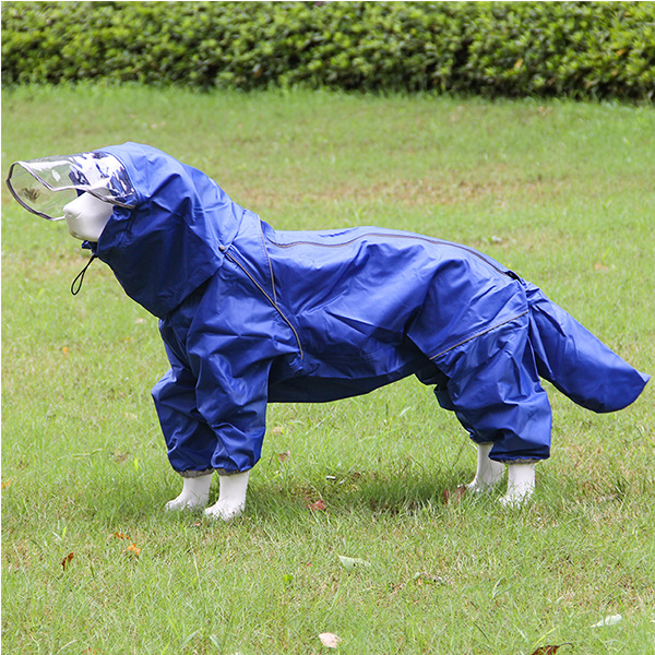 Big Dog Raincoat All-Inclusive Adhesive Four-Leg Hooded Medium Large Dog Pet Clothes Golden Retriever Aras Pack Tail Poncho