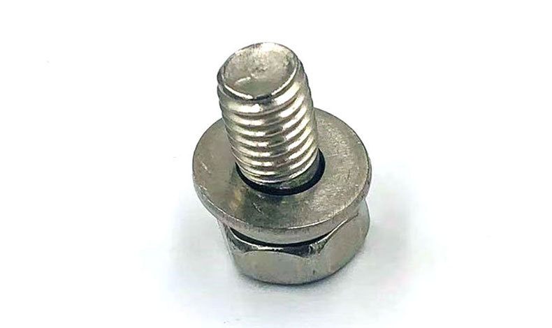 8级304不锈钢m8*16十字槽凹穴六角头螺栓弹簧垫圈和平垫圈组合螺丝