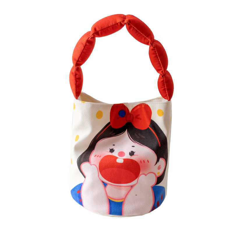 2022 Original Handbag Female Underarm Bag Cute Student Cartoon Special-Interest Design Bucket Bag Small Cloth Tote